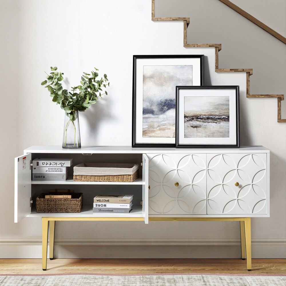 Elsie Modern 4 Doors Storage Sideboard with Adjustable Shelves By HULALA HOME