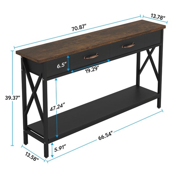 Sofa Table， Narrow Industrial Console Table，Entryway Table with Drawer