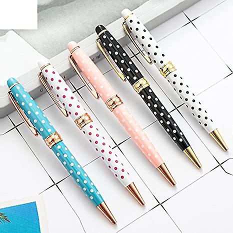 1 Pieces Creative Dot Women Ballpoint Pen Business Metal Office Rotate Pens School Stationery Office Supplies (color : E， Size : Black)