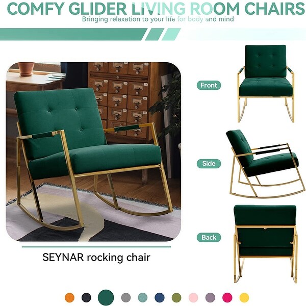 Modern Velvet Rocking Chair with Golden Frame