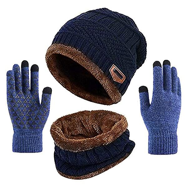 Winter Warm Beanie Hat Scarf Gloves Set