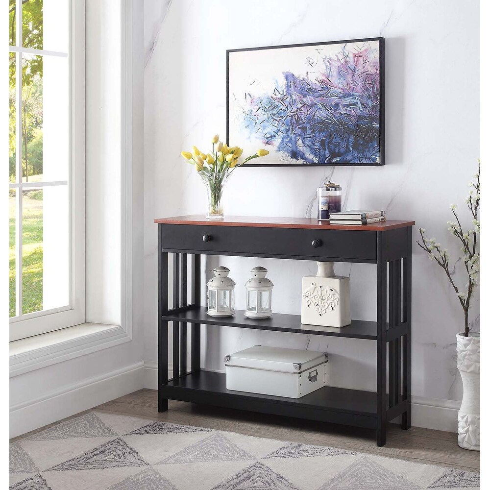 Convenience Concepts Mission 1 Drawer Console Table with Shelves