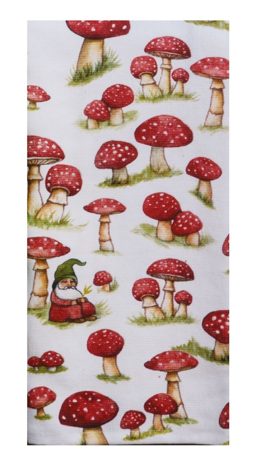 Set of 2 GARDEN GNOME Mushrooms Terry Kitchen Towels by Kay Dee Designs