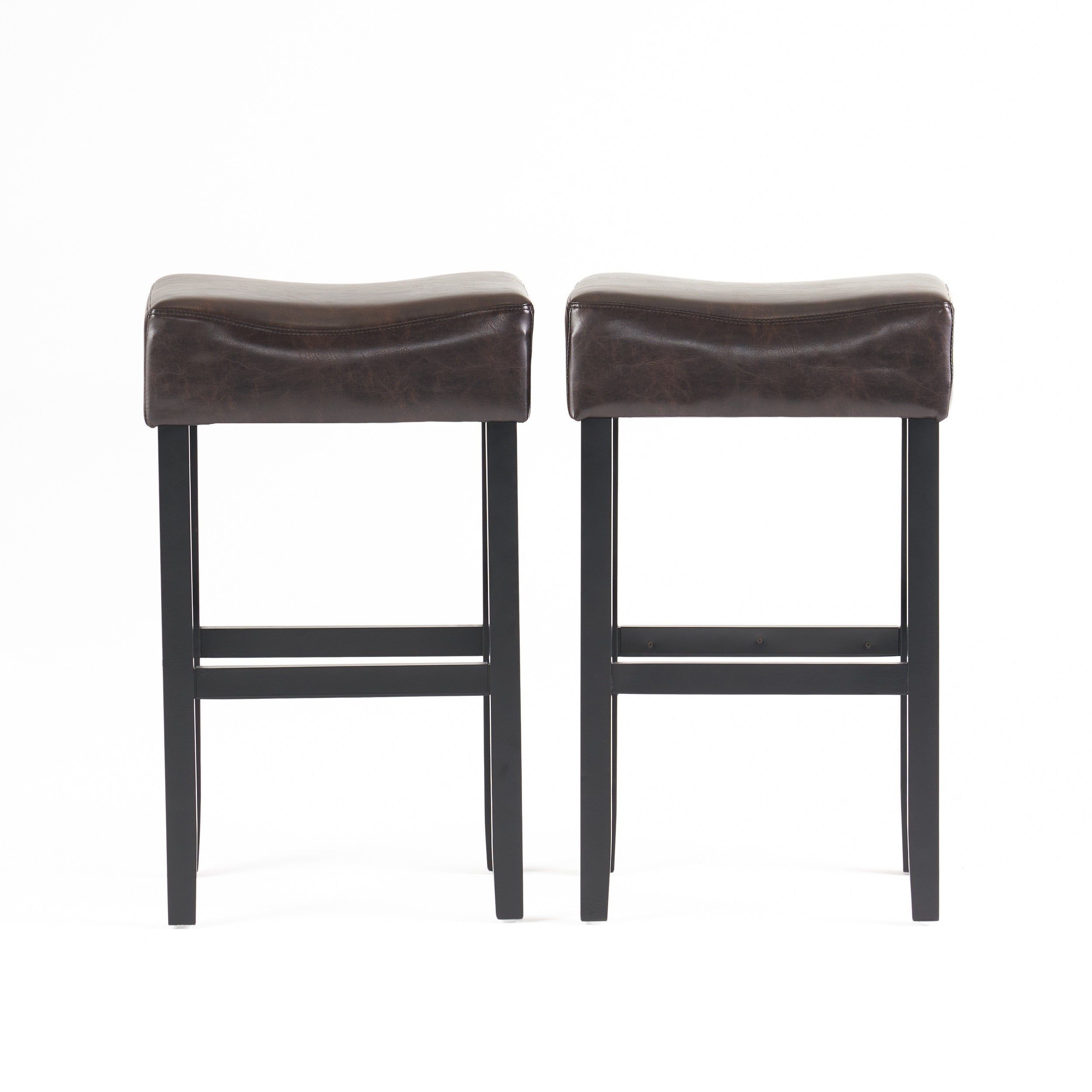 Adler 30-Inch Brown Leather Backless Bar Stool (Set of 2)