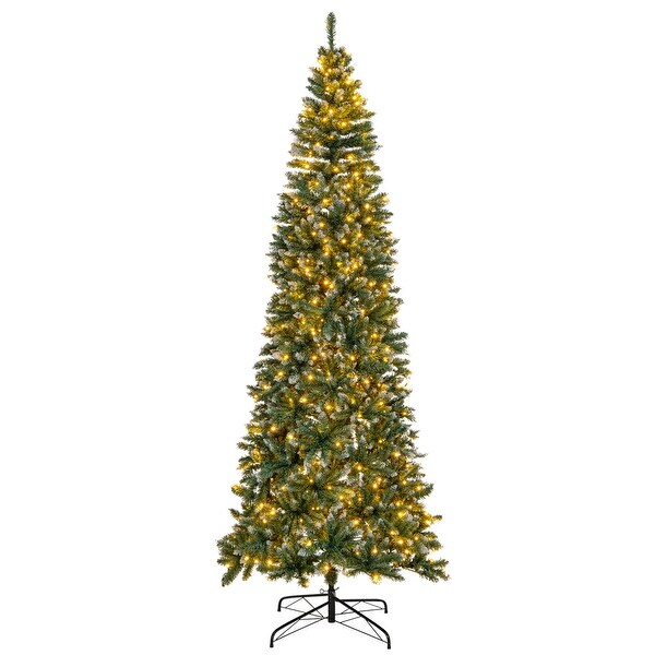 Costway 5FT/6FT/7FT/9FT PreLit Christmas Tree Hinged Slim Pencil Xmas