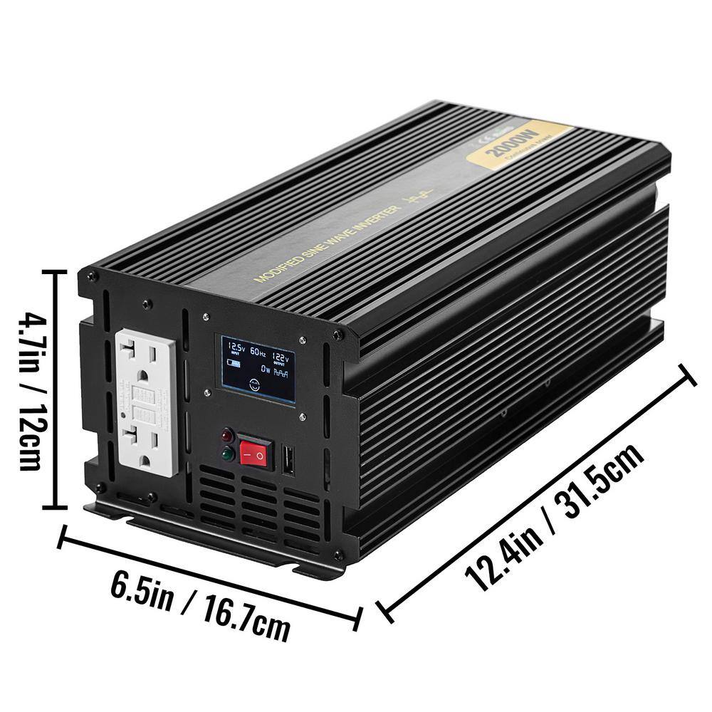 VEVOR 2000-Watt Power Inverter Modified Sine Wave Inverter DC 12-Volt with LCD Display Remote Controller LED Indicator ZXN2KW12-120C7UJKV9