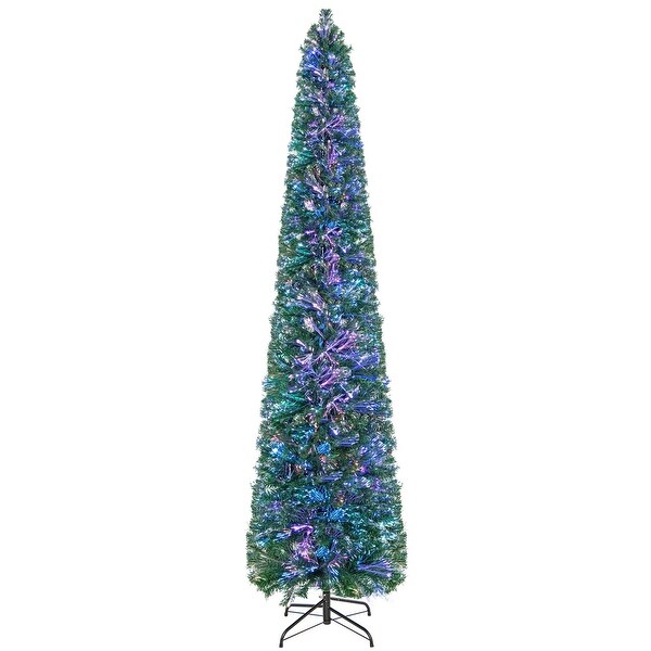 Costway 5/6/7/8 FT PreLit Artificial Xmas Tree with Colorful Fiber