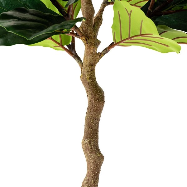 Glitzhome 5ft 61H Real Touch Fiddle Leaf Fig Artificial Tree in Pot