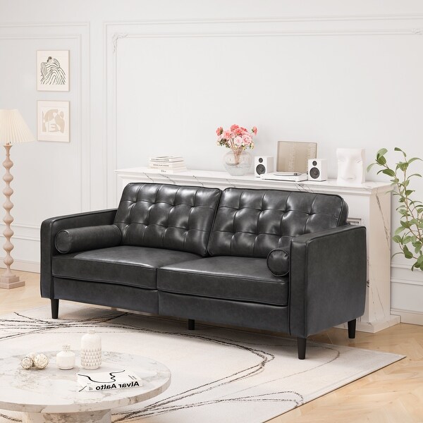 3 Seater Tufted Leather Sofa