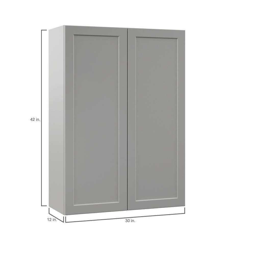 Hampton Bay Designer Series Melvern Assembled 30x42x12 in. Wall Kitchen Cabinet in Heron Gray W3042-MLGR