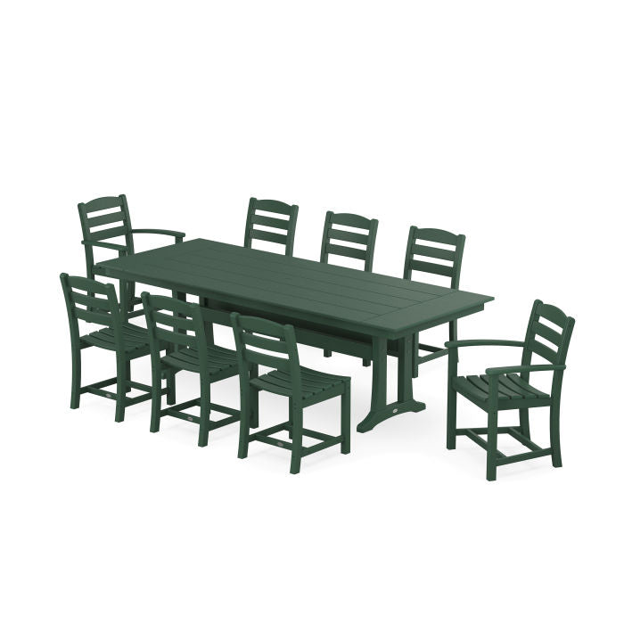 Polywood La Casa Café 9-Piece Farmhouse Dining Set with Trestle Legs PWS1435-1