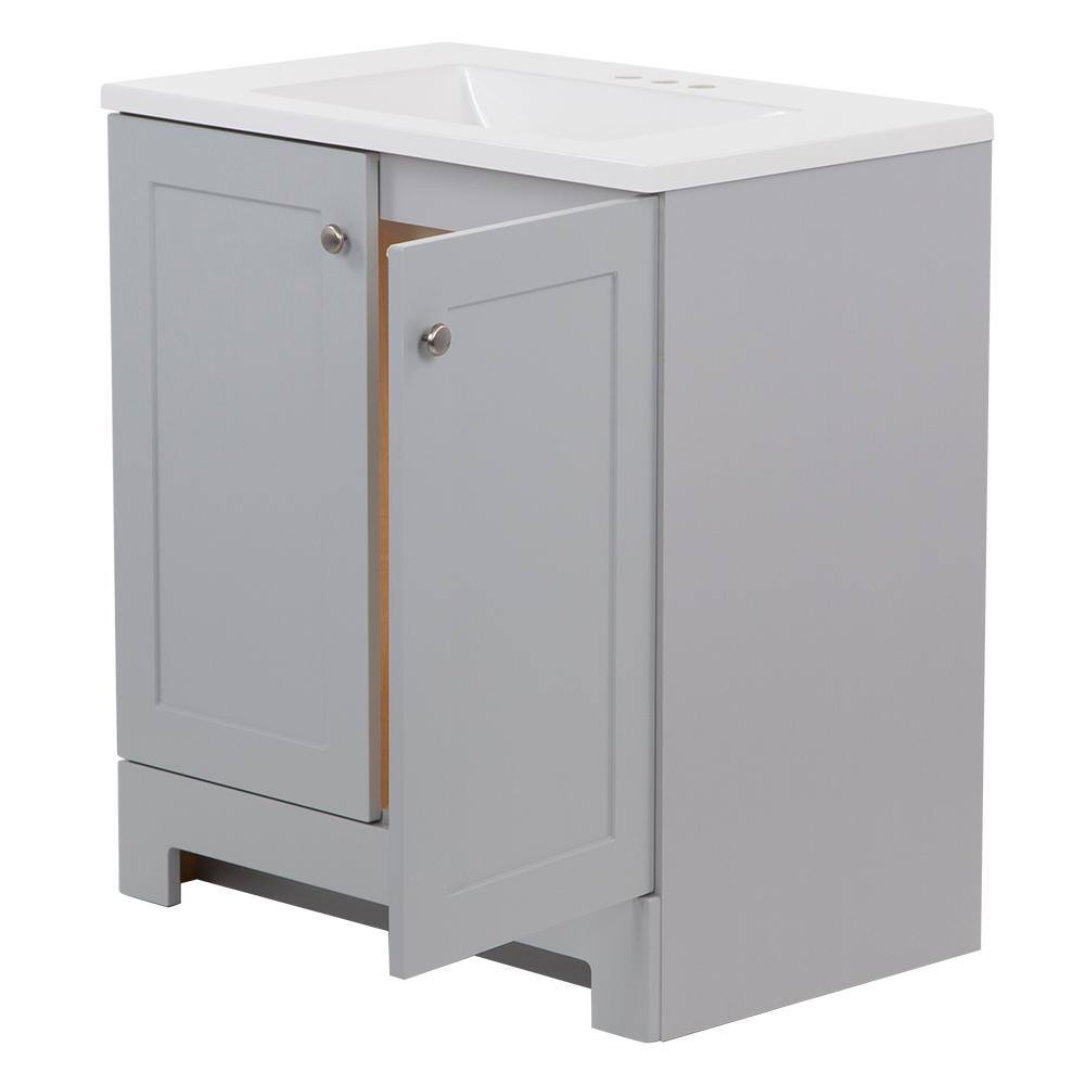 Glacier Bay 30.2 in. W x 18.8 in. D x 32.9 in. H Freestanding Bath Vanity in Pearl Gray with White Cultured Marble Top GB30P2-PG