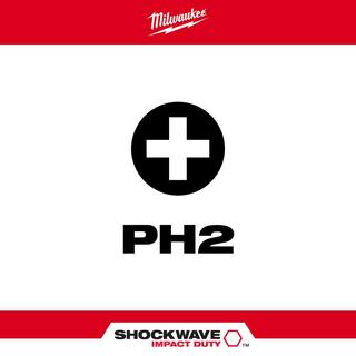 MW SHOCKWAVE Impact Duty 2 in. Phillips #2 Alloy Steel Screw Driver Bit (2-Pack) 48-32-4962