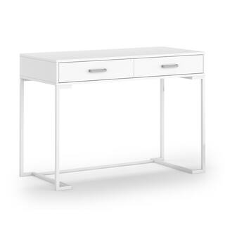 TRIBESIGNS WAY TO ORIGIN Halseey 39.4 in. Rectangle White Wood 2-Drawer Computer Desk HD-M0192