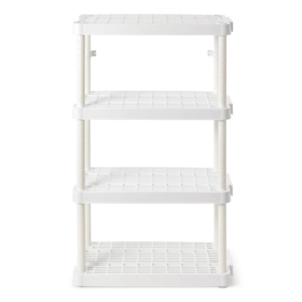 GRACIOUS LIVING 4 Shelf Adjustable Ventilated Medium Duty Shelving Unit White 14 x 32 x 54.5 inches GL91072MAXIT-1C