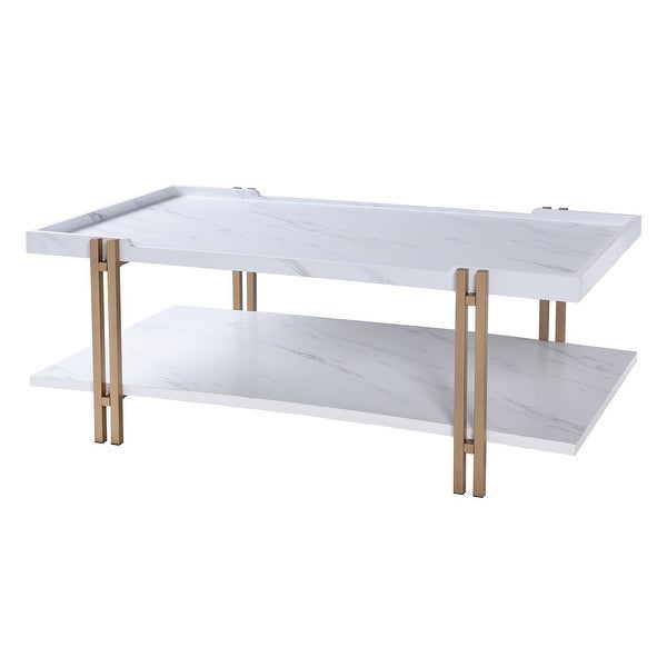 Dann Foley - Cocktail Table - Gold and White Marble Finish