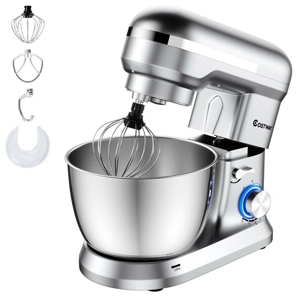 4.8 Qt 8-speed Electric Food Mixer with Dough Hook Beater - 13.5