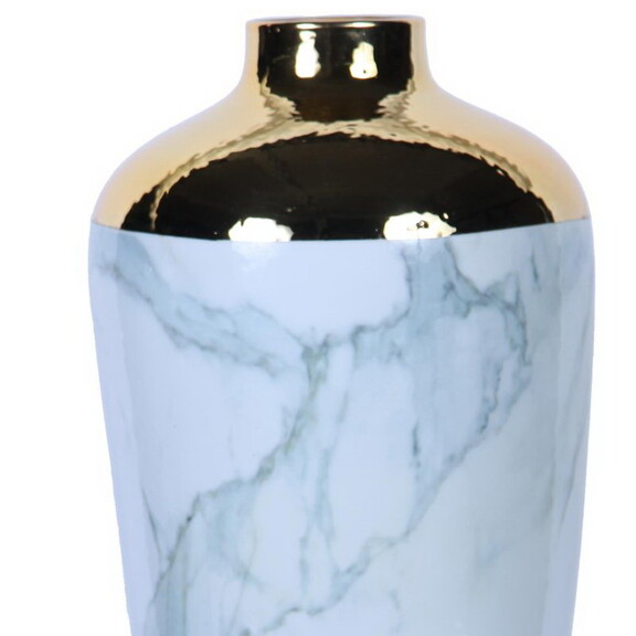 Elegant Celadon Marble Ceramic Vase with Gold Acce...