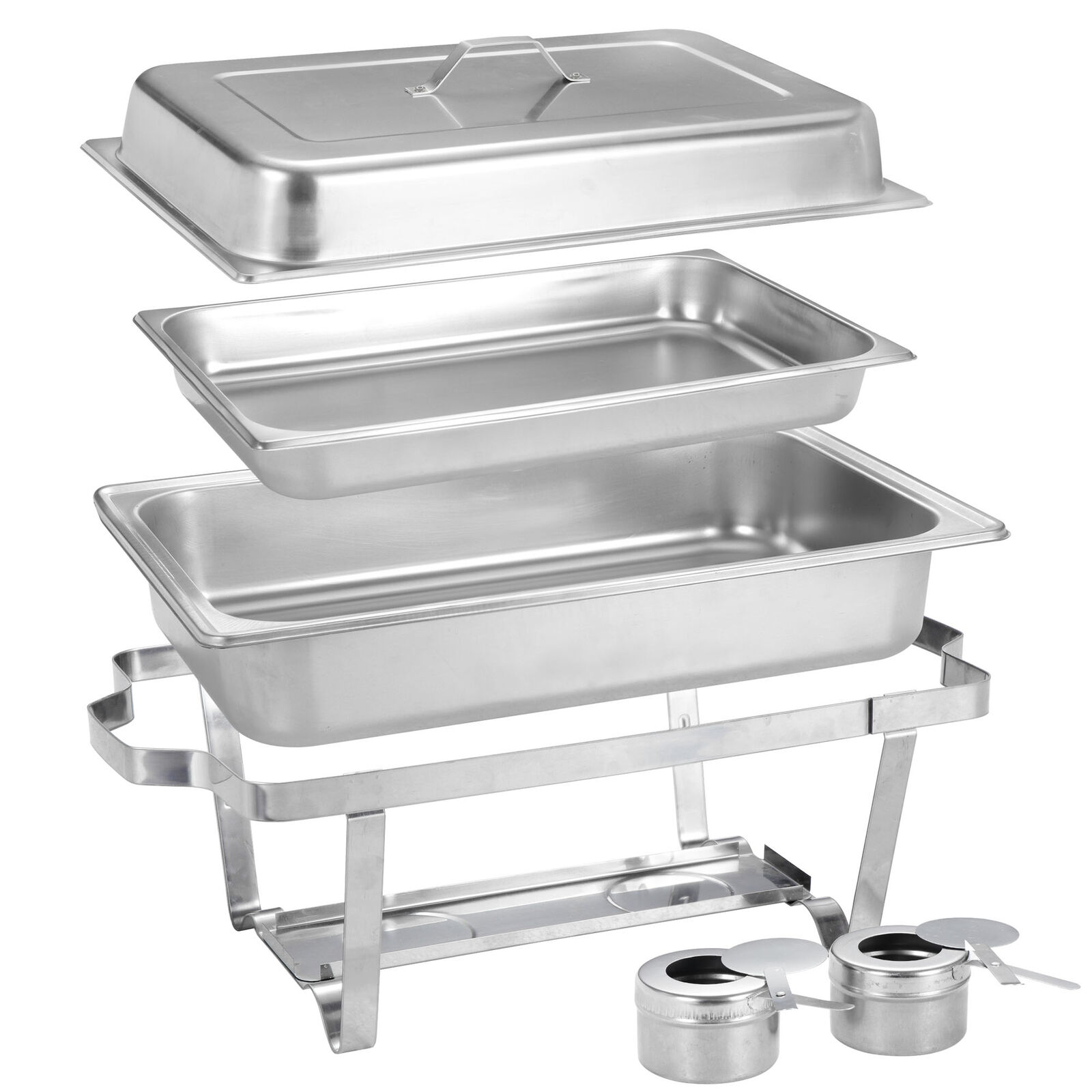 ZENSTYLE 6 Packs 8 Quart Chafing Dish Buffet Trays Chafer Stainless Steel With Warmer for Home Party Durable