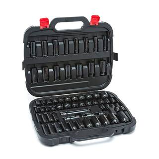 Husky 12 in. Drive SAEMetric Impact Socket Set with Impact Adapters (70-Piece) H70IMPSADPT