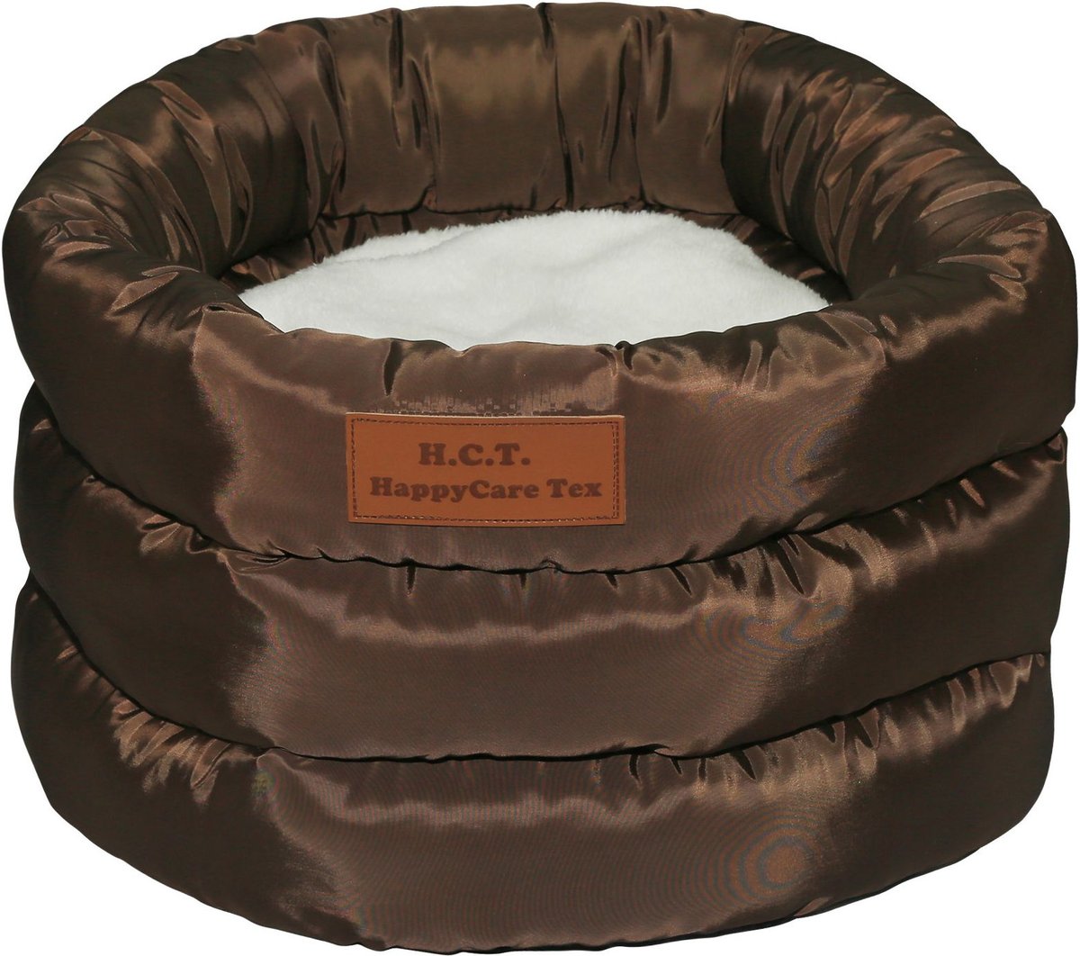 HappyCare Textiles Durable Round Velvet Puppy Dog Bed with Removable Cushion