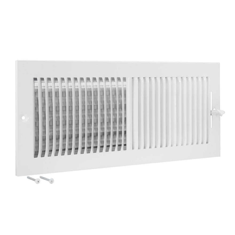 EZ-FLO 16 in. x 6 in. 2-Way Steel WallCeiling Register White 61663