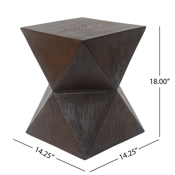 Prismatic WoodLike Grain Indoor Outdoor Lightweight Concrete Side Table