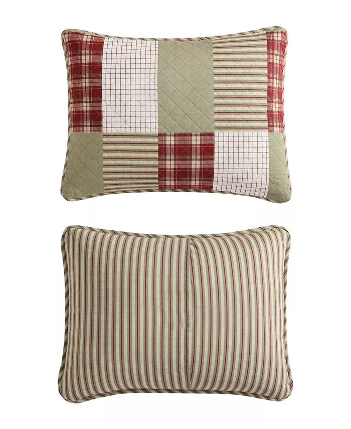 Eddie Bauer Camano Island Plaid Red Reversible 2-Piece Twin Quilt Set