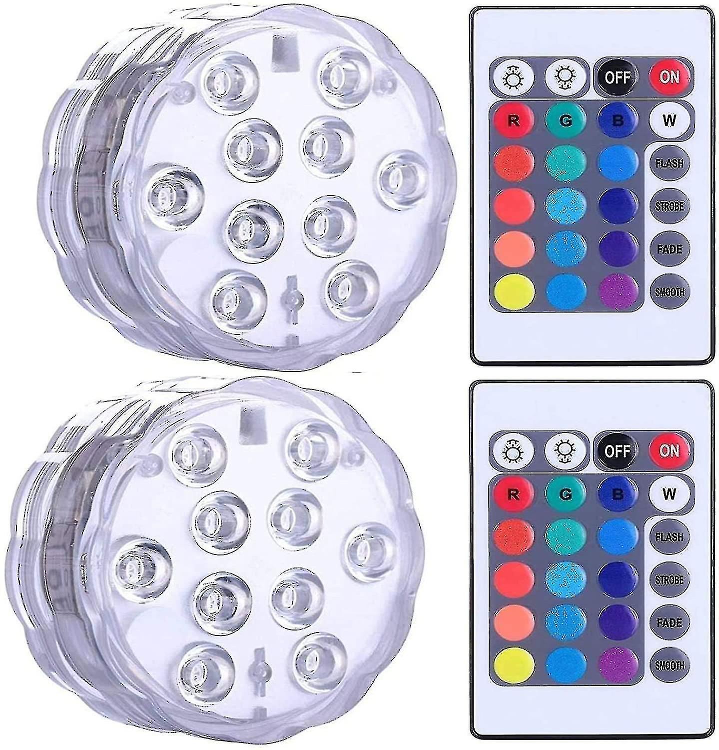 Submersible Led Light， Waterproof Spa Led Submersible Lamp， Underwater Led Lights With 2 Remote Cont