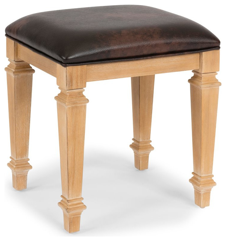 Homestyles Manor House Wood Vanity Bench in Brown   Traditional   Vanity Stools And Benches   by Homesquare  Houzz