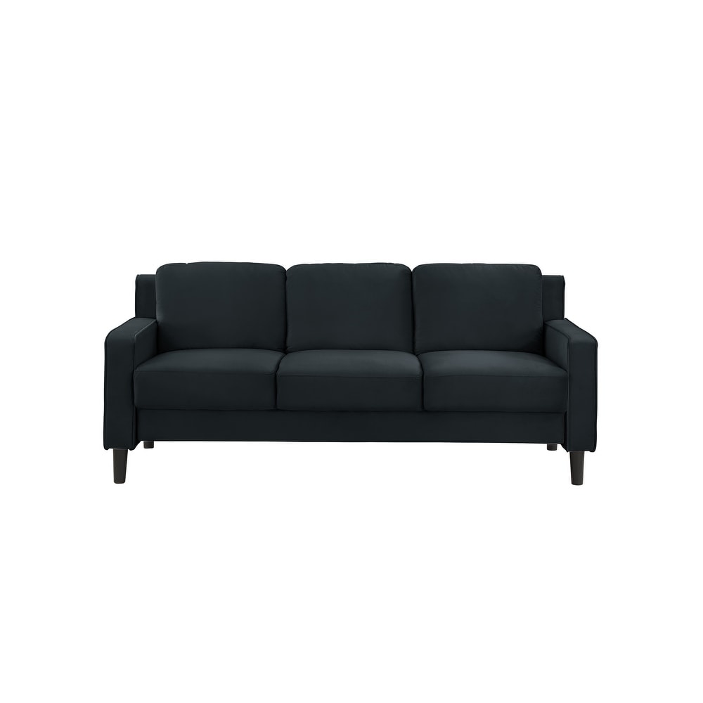 Modern Versatile 3 Seater Sofa Fabric Upholstered Couch Removable Cushions   Back Sofa with Black Legs for Living Room