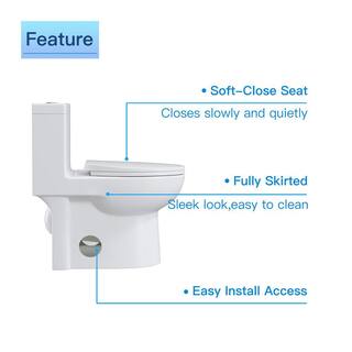 UPIKER Modern 12 in. Rough-In 1-piece 1.27 GPF Dual Flush Elongated Toilet in White Seat Included UP2210TOW12A006