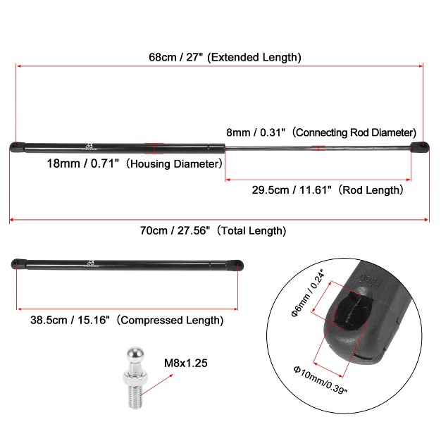 Unique Bargains Universal Car Boat Rv Lift Supports Struts Shocks Gas Spring 27inch 45lbs 200n Black 2 Pcs