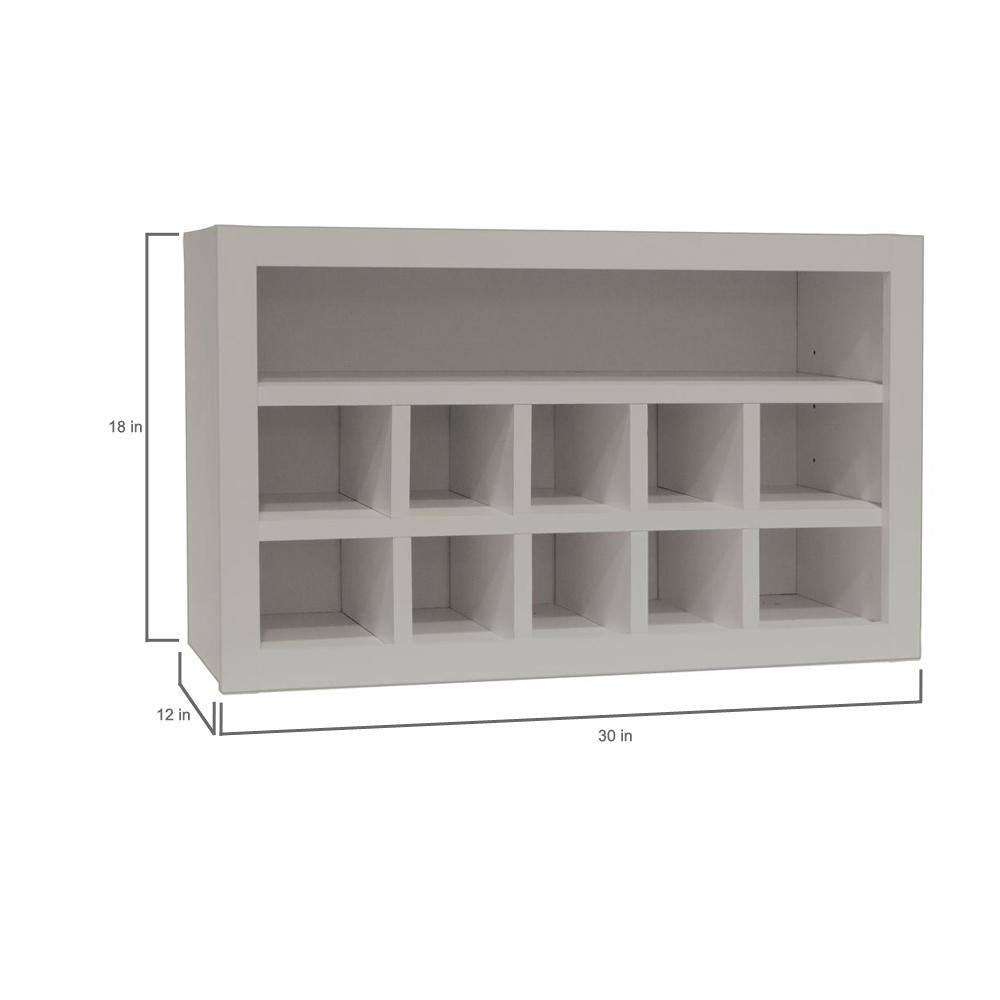 Hampton Bay Shaker Assembled 30x18x12 in. Wall Flex Kitchen Cabinet with Shelves and Dividers in Dove Gray KWFC3018-DV