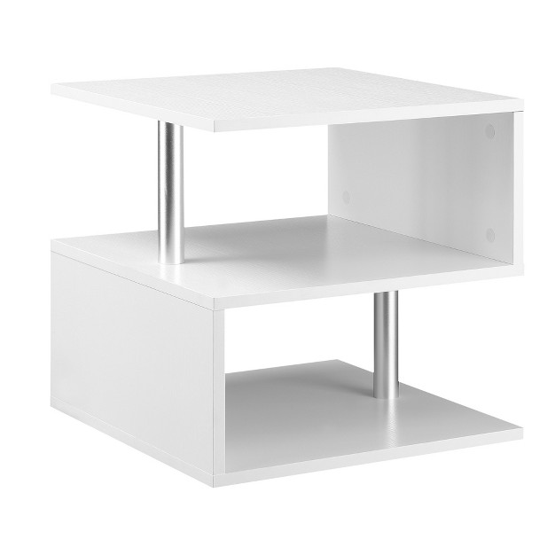 Modern S shaped Multi level Accent End Table Shelf With Steel Poles