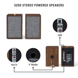 Crosley S200 Stereo Powered Speakers S200A-WA