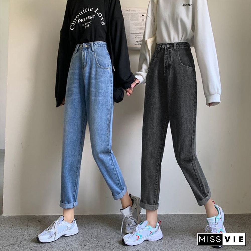 Woman Jeans High Waist Clothes Wide Leg Denim Clothing Blue Streetwear Vintage Quality Fashion Harajuku Straight Pants