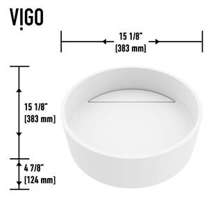 VIGO Montauk Modern White Matte Stone 15 in. L x 15 in. W x 5 in. H Round Vessel Bathroom Sink VG04017