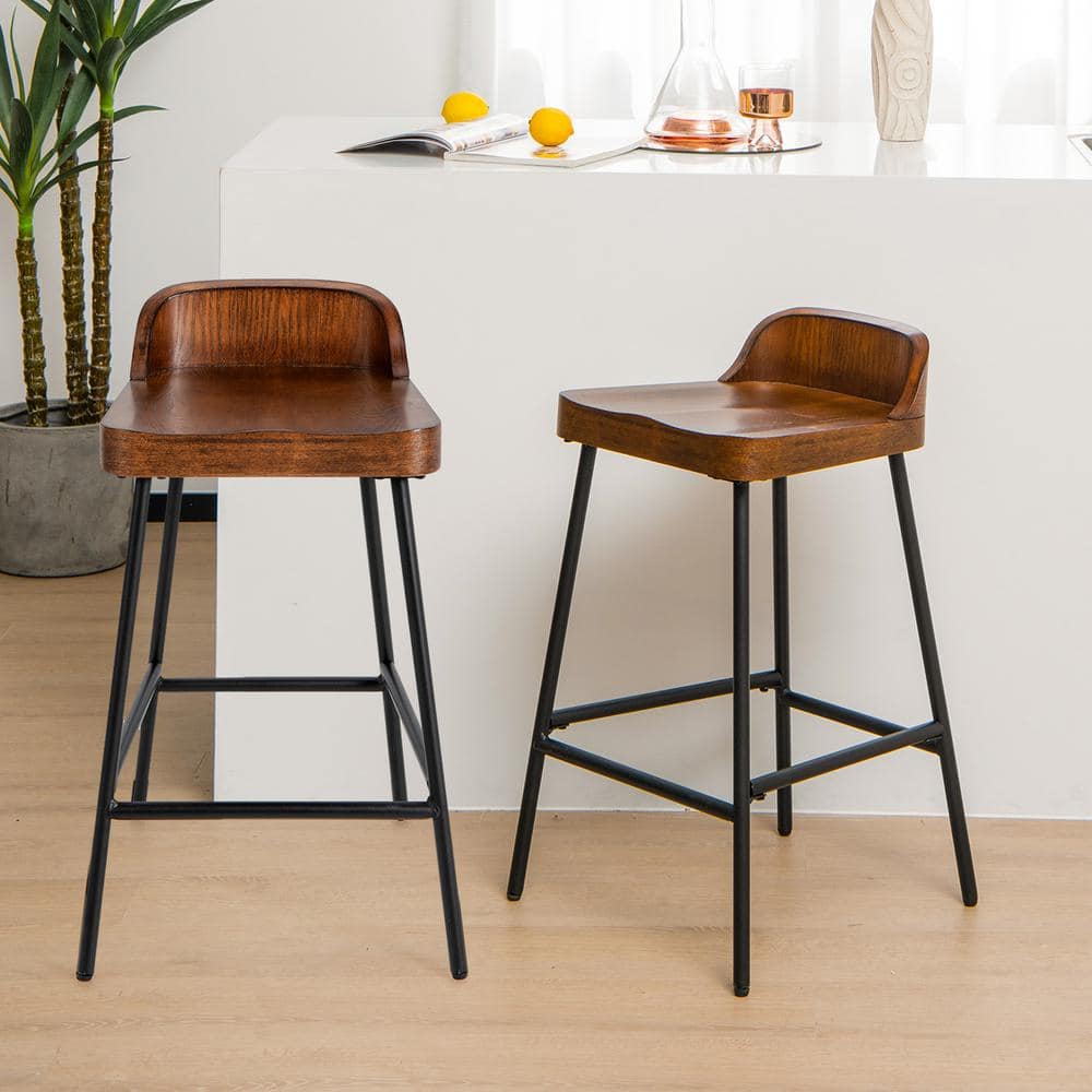 Gymax 4PCS 28 in.  Low-Back Bar Stool Industrial Counter Height Chair Stool GYM09678