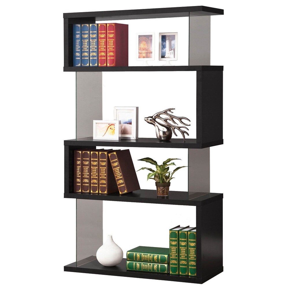 Coaster Home Furniture Asymmetrical Snaking Home Living Room Bookshelf  Black   86