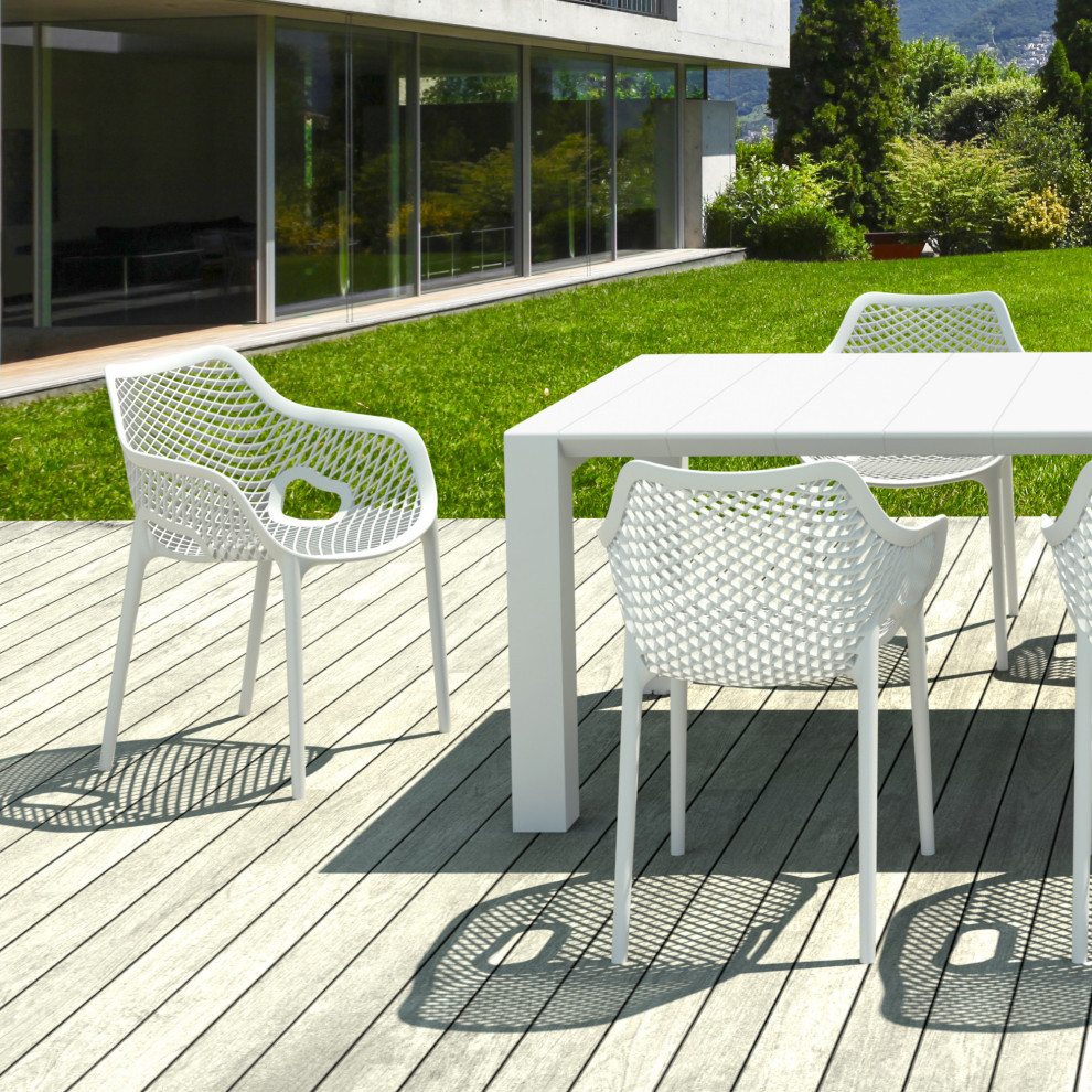 Air XL Extension Dining Set 9 Piece White   Midcentury   Outdoor Dining Sets   by Compamia  Houzz