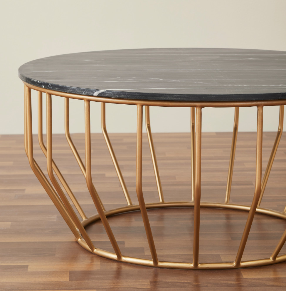 Gold Leaf Round Coffee Table   Contemporary   Coffee Tables   by Oak Idea Corporation  Houzz