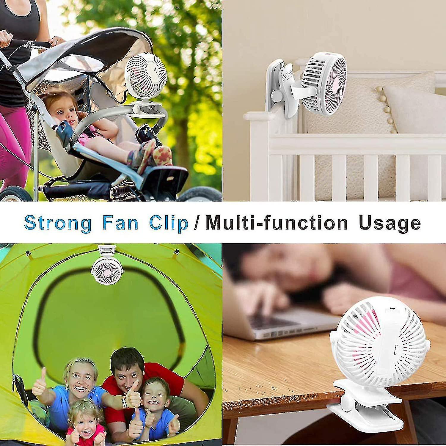 Stroller Fan，clip On Battery Operated Fan Baby Fan With 3 Adjustable Speed Clip On Fans For Baby Car