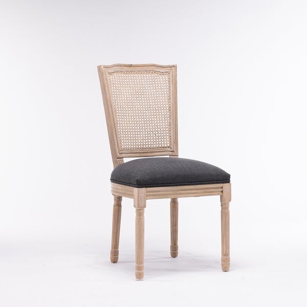 2pcs French Style Dining Chair with Square Rattan Backrest