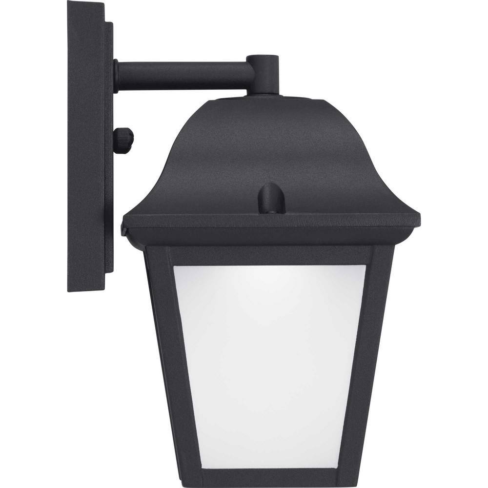 Progress Lighting Die-Cast LED 1-Light Textured Black Etched Glass Traditional Outdoor Wall Lantern Light P560136-031-30