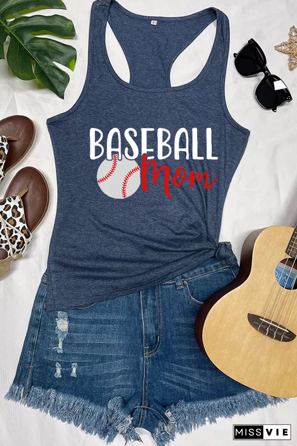 Baseball Mom Printed Sleeveless Tank Top Wholesale