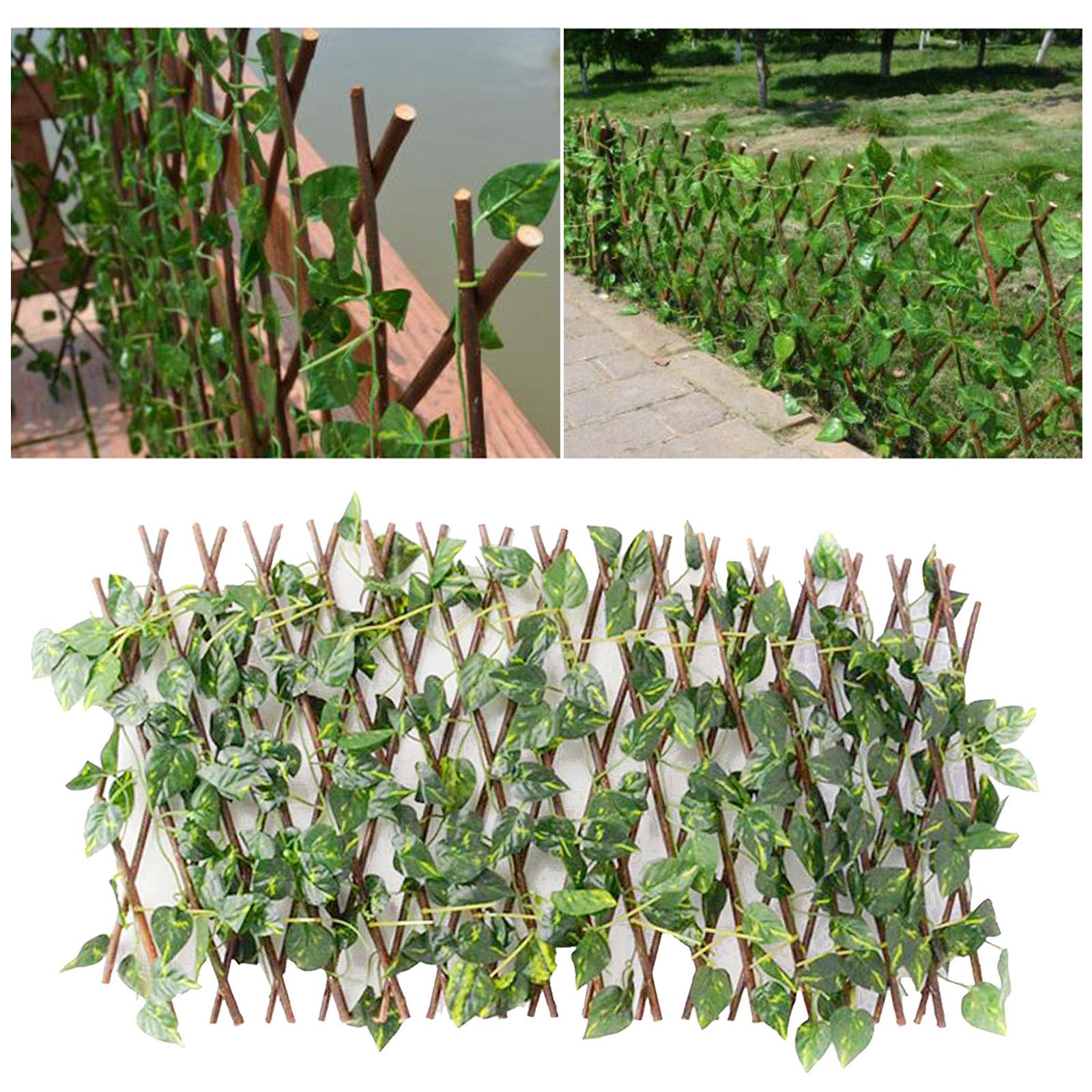 Garden Screening Expanding Trellis Fence Privacy Screen W/ Artificial Ivy Leaves