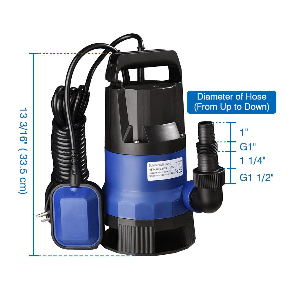 Yescom 550w 3/4 HP Pool Dirty Water Submersible Pump