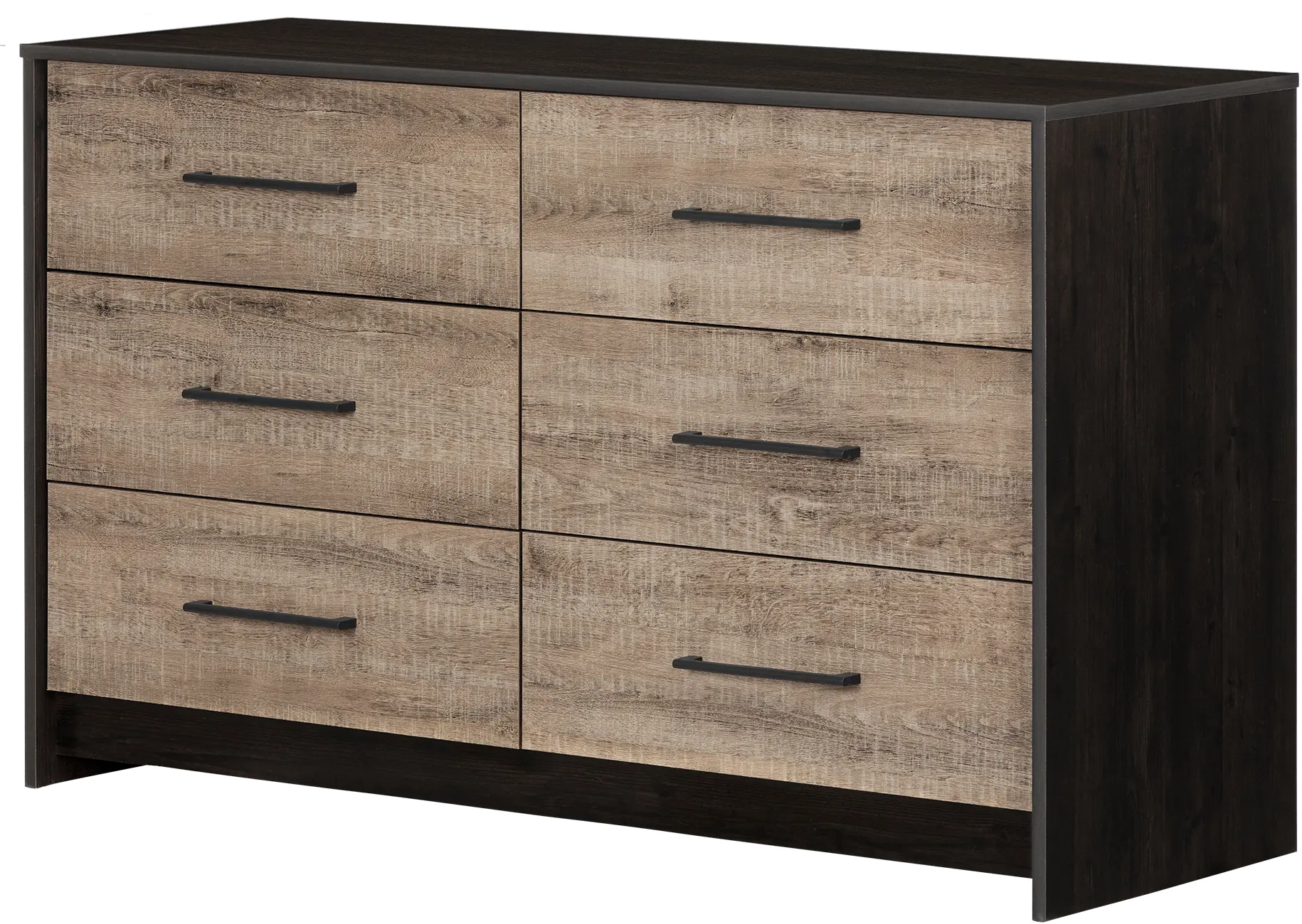 Contemporary Weathered Oak and Brown 6 Drawer Dresser - South Shore