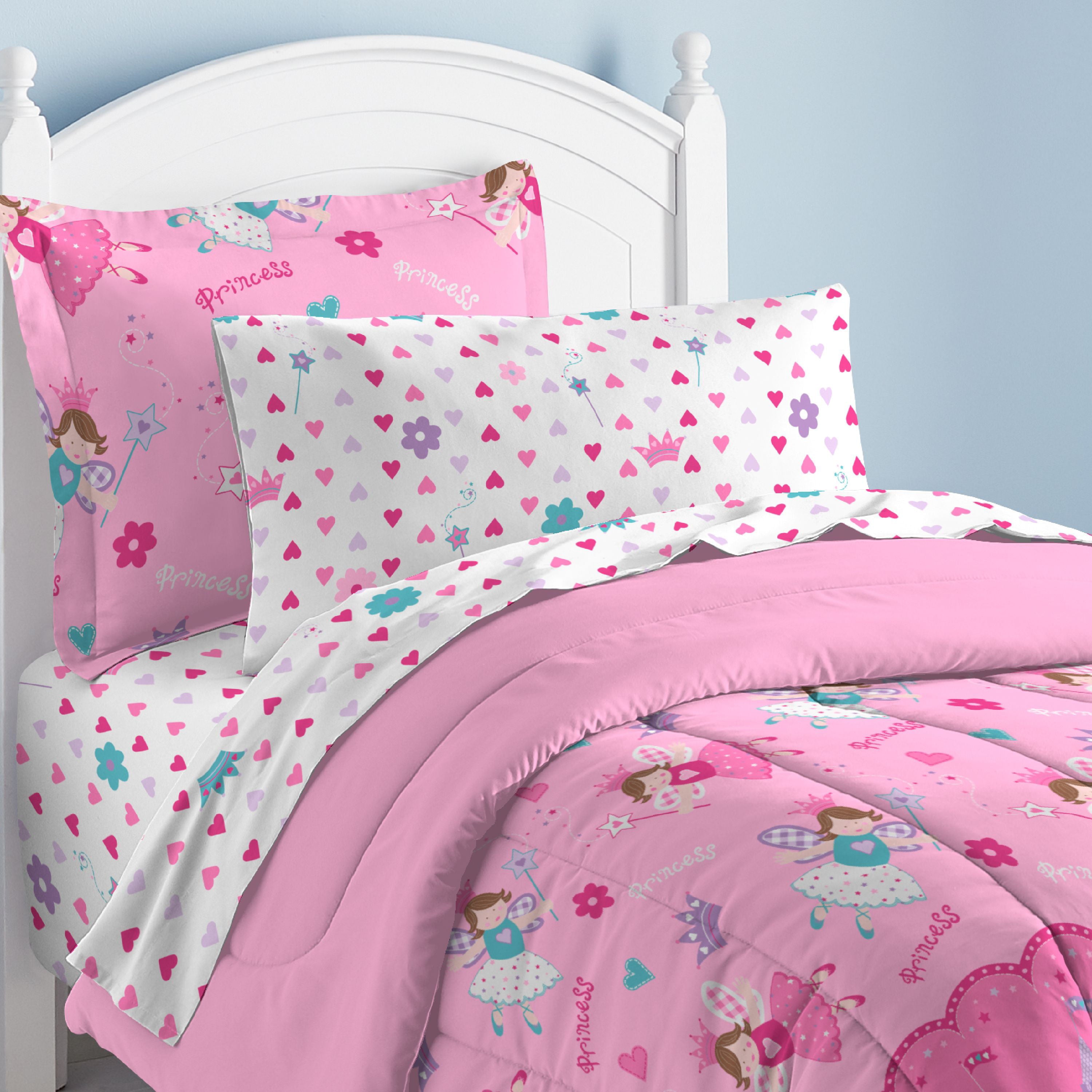 Dream Factory Magical Princess Twin 5 Piece Comforter Set， Polyester， Microfiber， Pink， Purple， White， Multi